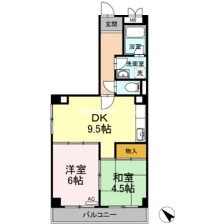 浜田マンション(2DK/4階)の間取り写真