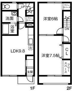 CLAIR YUU&SAKI B(2LDK/1階)の間取り写真