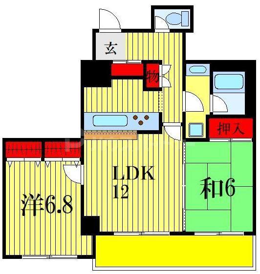 ロイヤルシャトー船橋(2LDK/2階)の間取り写真