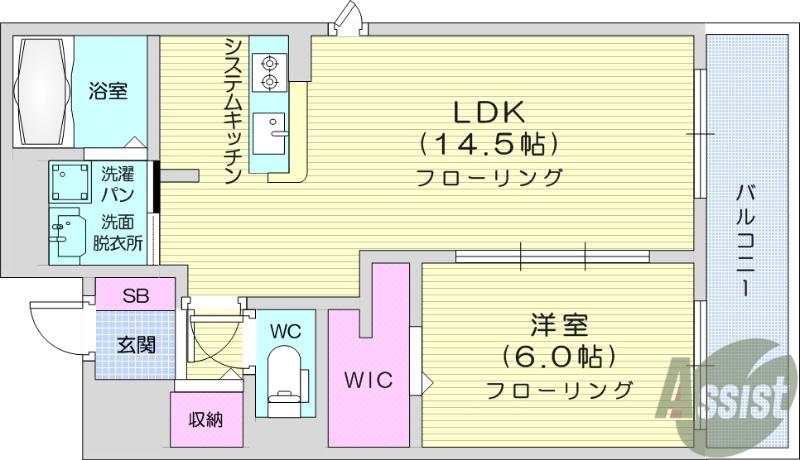 パナス・柏木(1LDK/4階)の間取り写真