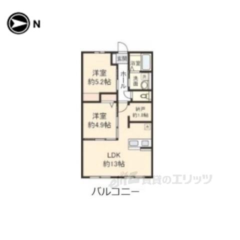 CANTISLAZY2(2LDK/2階)の間取り写真