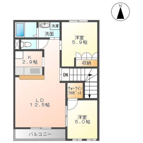 ヴィーブル和光(2LDK/2階)の間取り写真