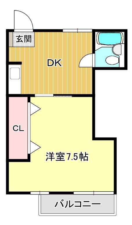 ウイズ高屋(1DK/1階)の間取り写真