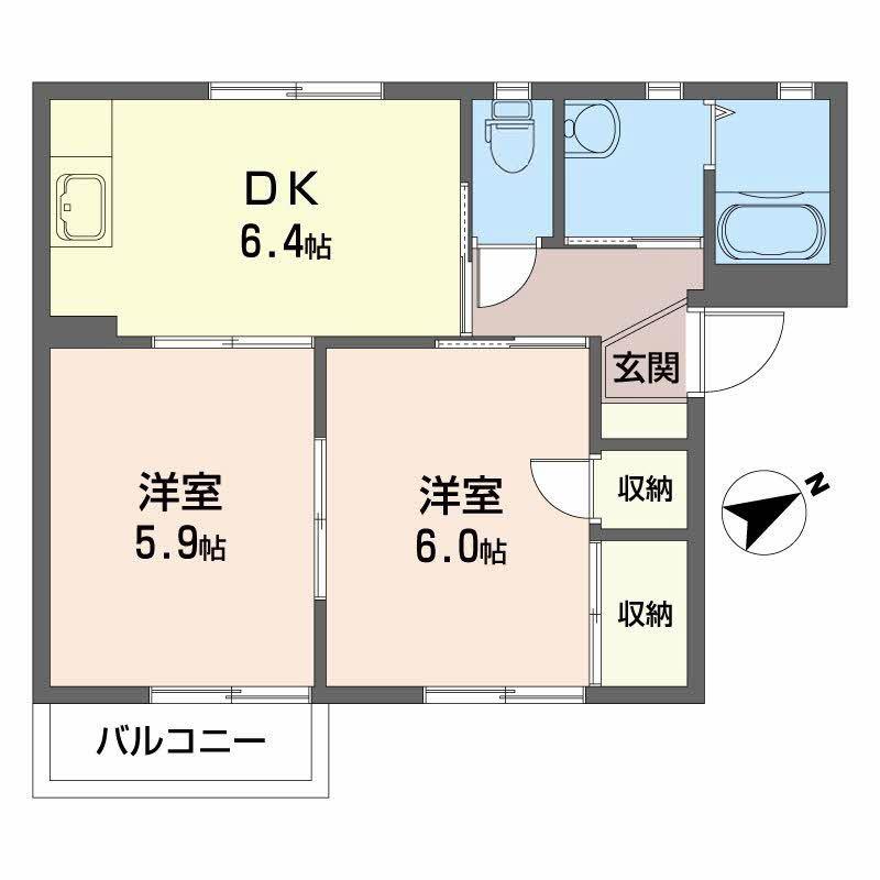 FORES MUNAKATA(2DK/1階)の間取り写真