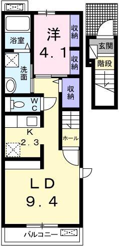 グラスランド(1LDK/2階)の間取り写真