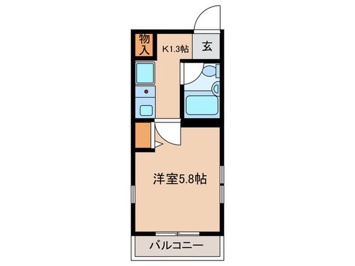 TOP中浦和(1K/2階)の間取り写真