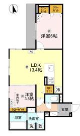 D-ROOM東本町3丁目(2LDK/1階)の間取り写真