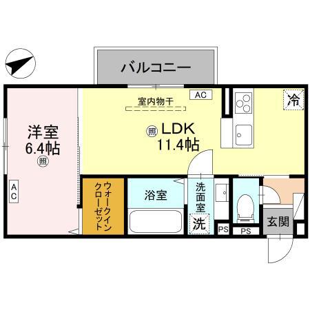 D-REGALO江守中(1LDK/2階)の間取り写真