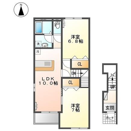 グレーシア(2LDK/2階)の間取り写真