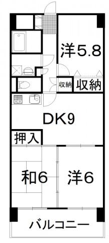 コージュK(3DK/7階)の間取り写真