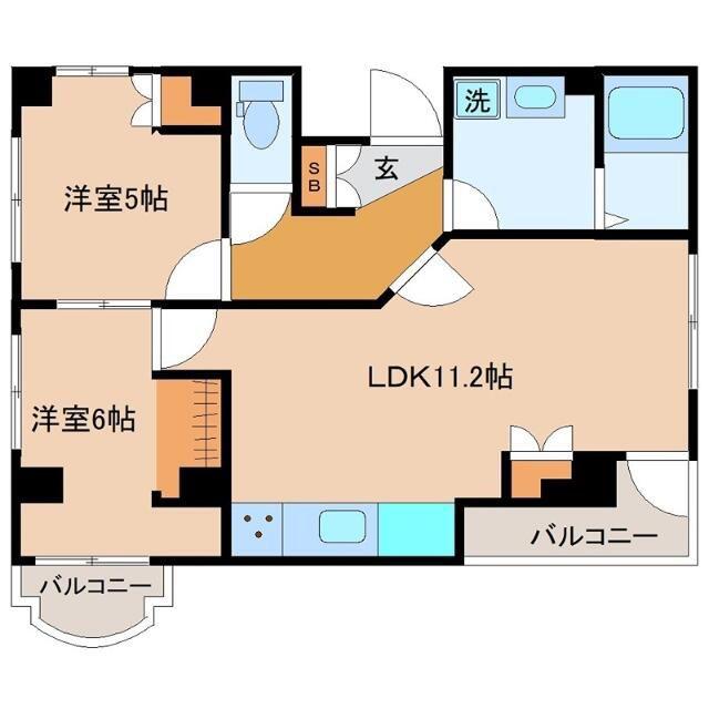 SSK北千住元町ハイツ第2(2LDK/2階)の間取り写真