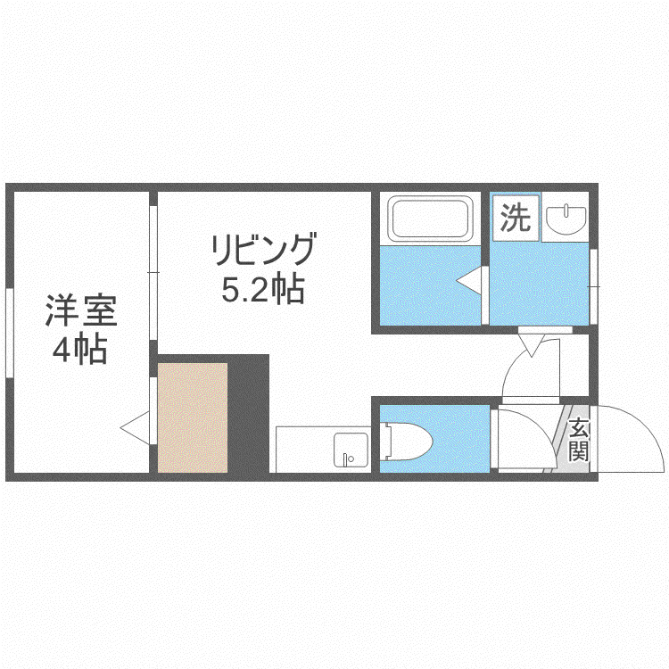 YS環状通東(1DK/2階)の間取り写真