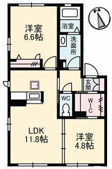 エクセレントB(2LDK/1階)の間取り写真