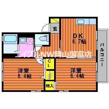 マルバーンヒルズ(2DK/1階)の間取り写真