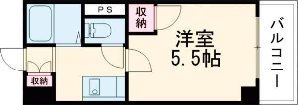 グリンハウス三篠(1K/3階)の間取り写真