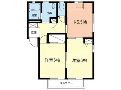 ルーラルプラザA(2K/2階)の間取り写真