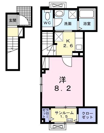 バオムヴォレ(1K/2階)の間取り写真