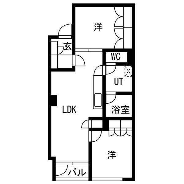 ノルド山の手(2LDK/4階)の間取り写真