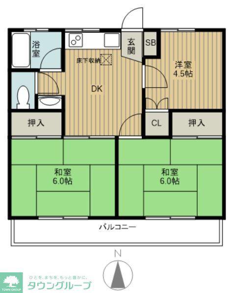パークハイツII(3DK/2階)の間取り写真