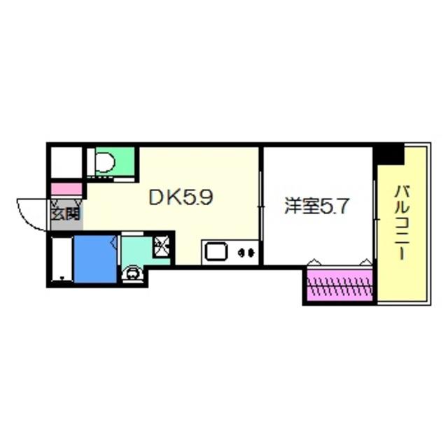 ハイツカトレヤ(1DK/14階)の間取り写真