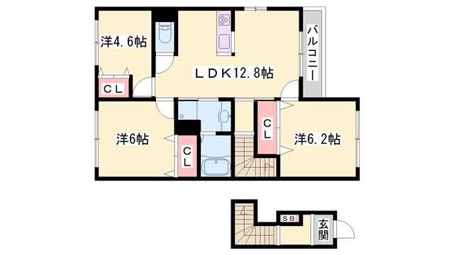 パストラル津倉(3LDK/2階)の間取り写真