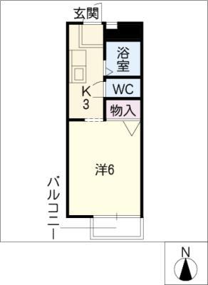 ビューライフ日野 A棟(1K/2階)の間取り写真