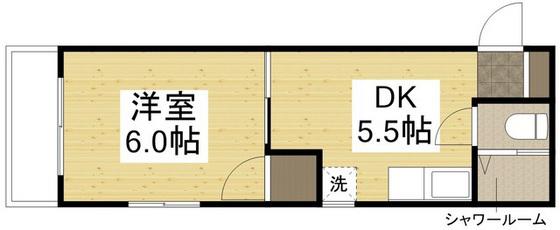 草津東ハイツ(1DK/3階)の間取り写真