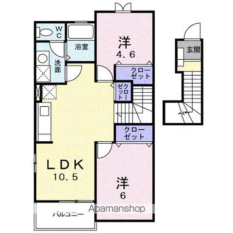 LUCKY・TENI(2LDK/2階)の間取り写真