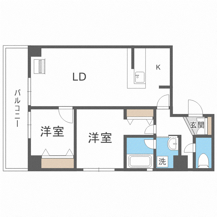 プライマル札幌北4条(2LDK/12階)の間取り写真