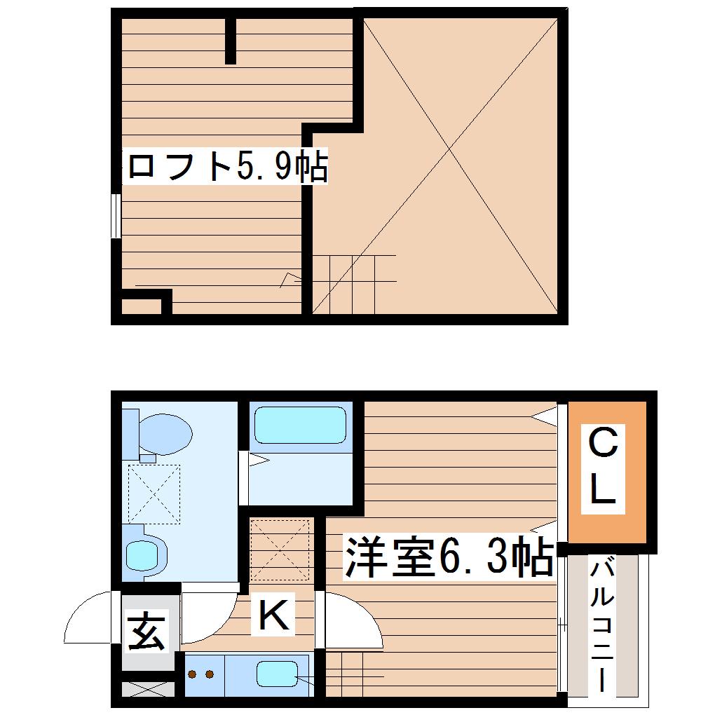 ASSO台原(1K/1階)の間取り写真