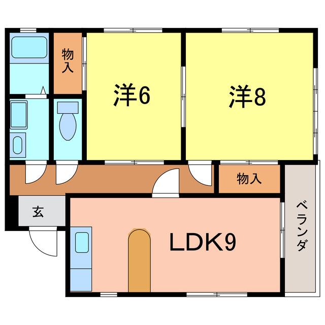 ピアレスK(2LDK/1階)の間取り写真