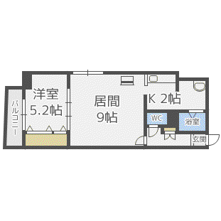 センチュリースペース中央411(1LDK/5階)の間取り写真