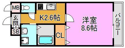 メゾンドカンパニュル(1K/1階)の間取り写真