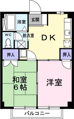 ニューコータス第1(2DK/2階)の間取り写真