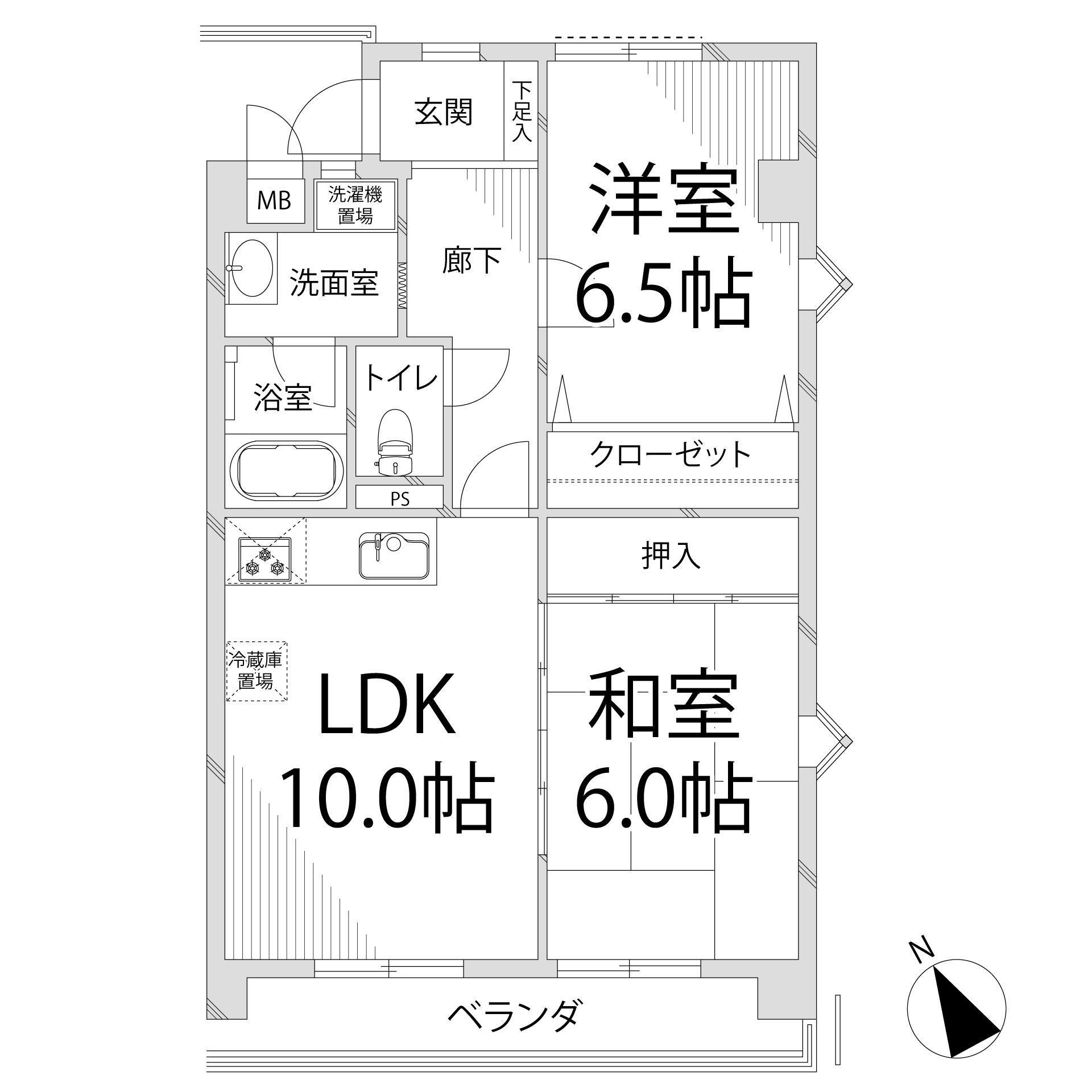 WING手柄(2LDK/2階)の間取り写真