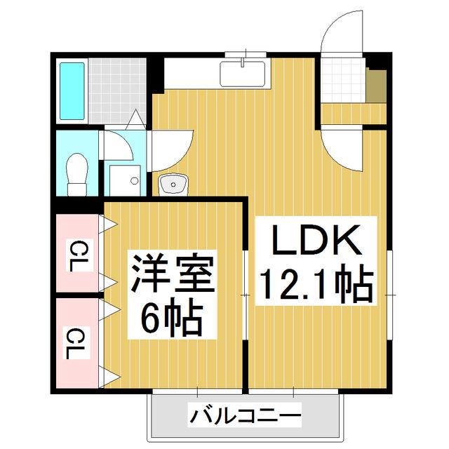 サニーコート長地(1LDK/2階)の間取り写真