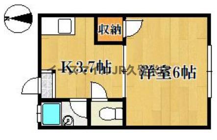 トレンディ御井(1K/2階)の間取り写真