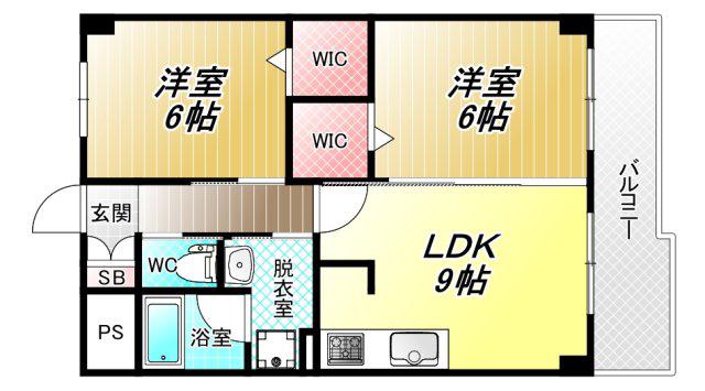 エスペランサ東翠園(2LDK/3階)の間取り写真