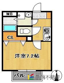 ＪＲ長崎本線 神埼駅 徒歩12分 2階建 築21年(1K/1階)の間取り写真