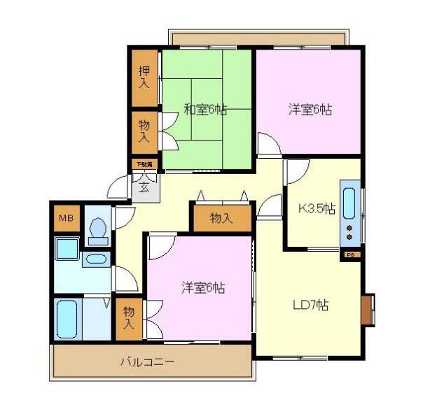 サンヴェール南流山(3LDK/4階)の間取り写真