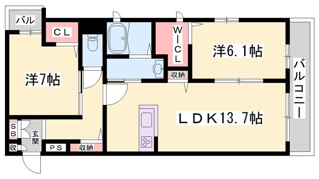 リラフォート白坂(2LDK/1階)の間取り写真