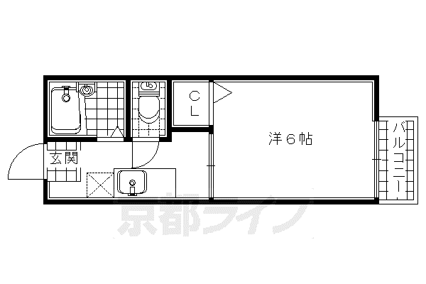 エスポワール鉾立(1K/2階)の間取り写真