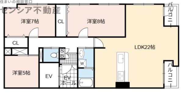 グランドゥーエ(3LDK/3階)の間取り写真