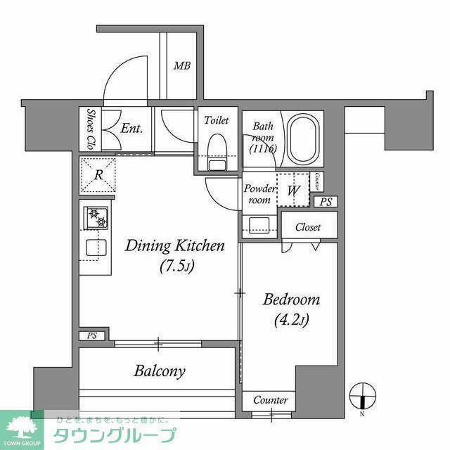 ACP RESIDENCE 中野新橋(1DK/5階)の間取り写真
