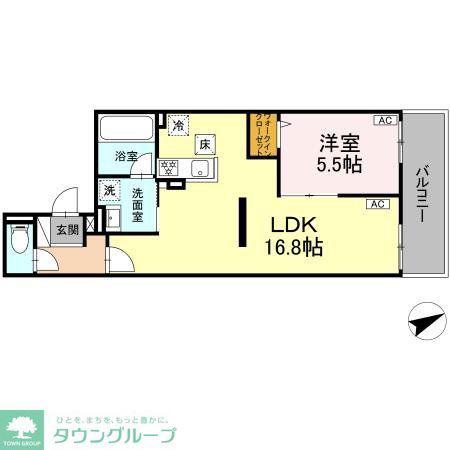 D-RESIDENCE稲城(1LDK/1階)の間取り写真