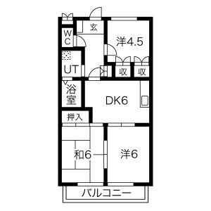エミールII(3DK/3階)の間取り写真