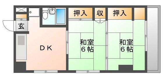 渡辺ビル(2DK/3階)の間取り写真