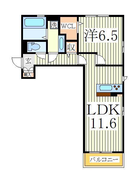 クレール白井(1LDK/3階)の間取り写真
