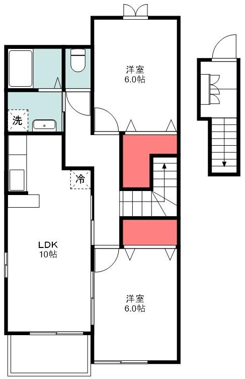 ブルームB(2LDK/2階)の間取り写真