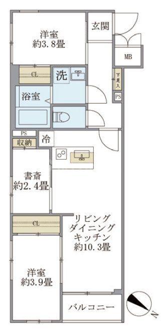 ビューテラス茗荷谷(2SLDK/4階)の間取り写真